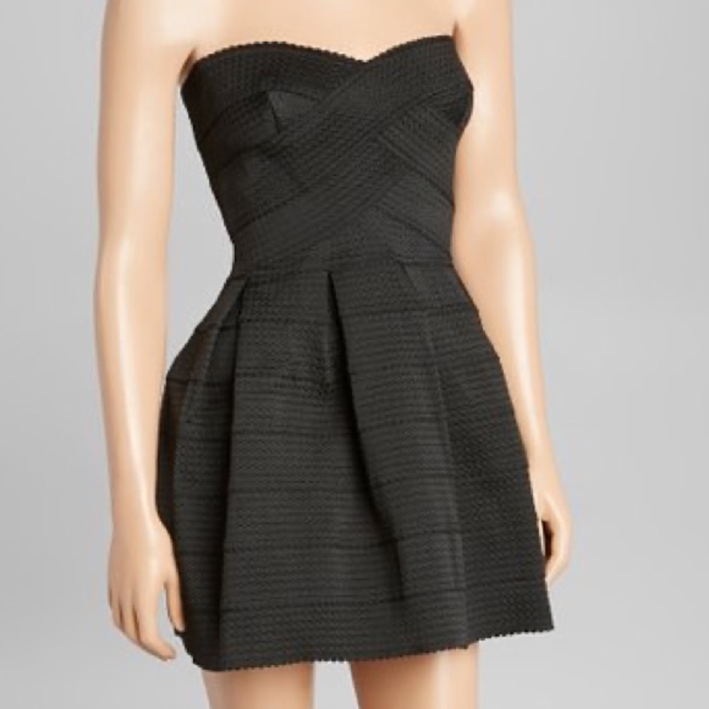 Strapless Black Puff Dress
